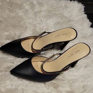 Nine West Black Heels with Multicolor Accents
